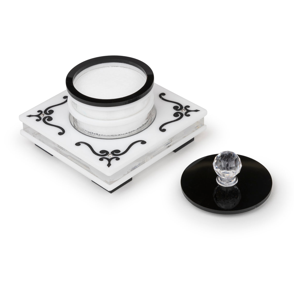 Majestic Single Salt Dish Engraved GD/SL/BK W/Crystals - LEHADAR