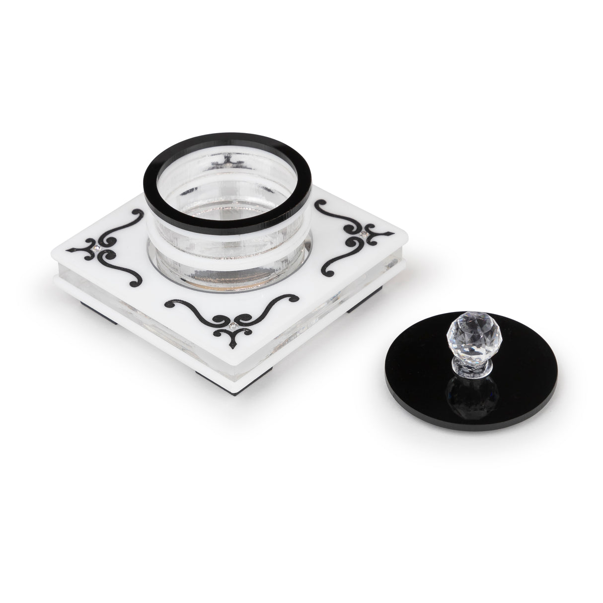 Majestic Single Salt Dish Engraved GD/SL/BK W/Crystals - LEHADAR