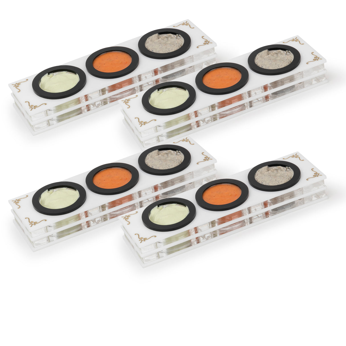 Majestic Dip Server Lucite Engraved GD/SL/BK W/Crystals (Pack of 4) - LEHADAR