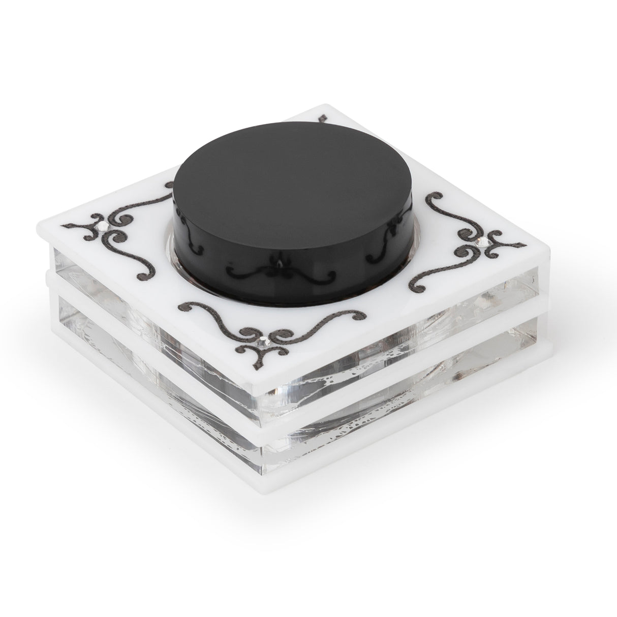 Majestic Besumim Holder Lucite Engraved GD/SL/BK W/Crystals - LEHADAR