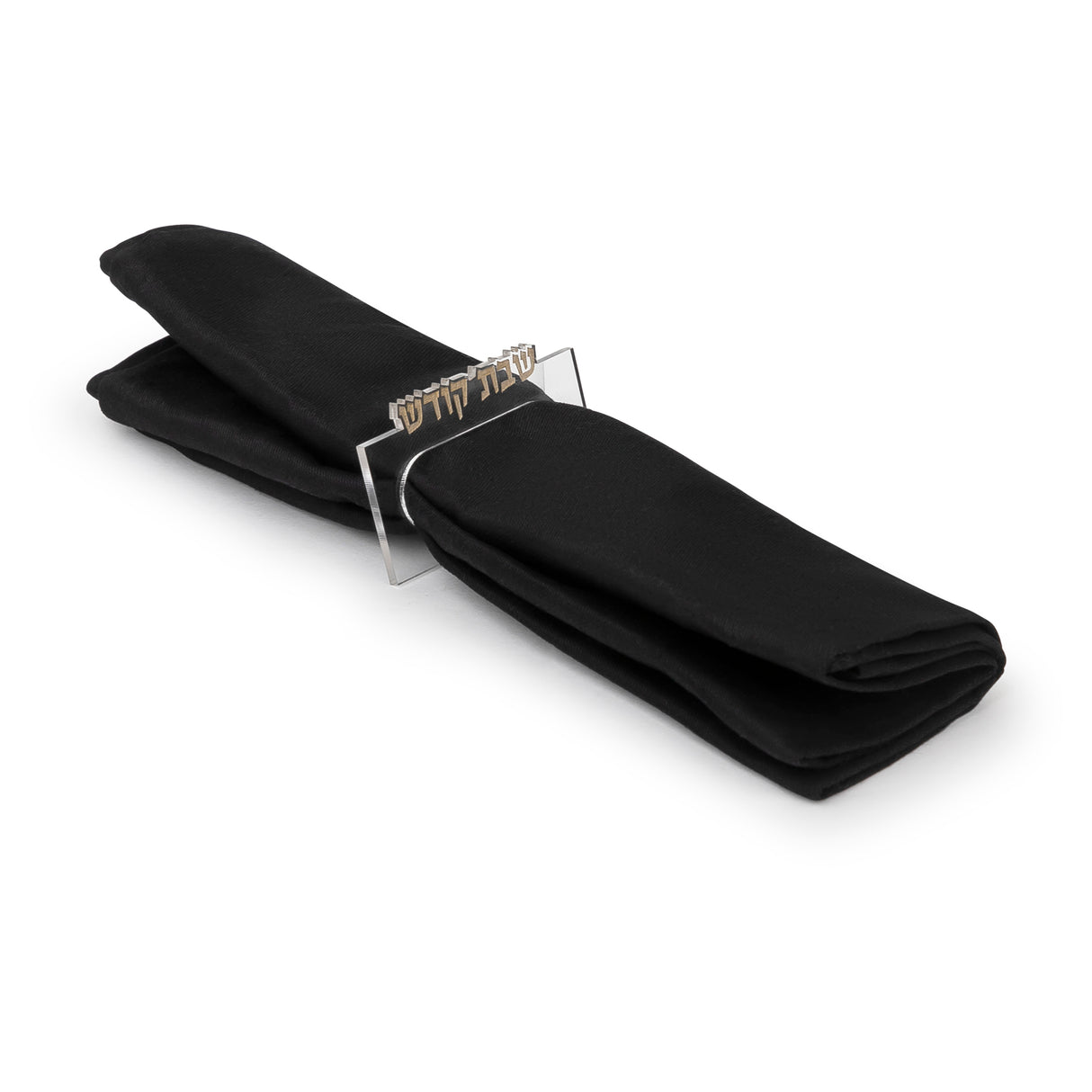 Shabbes Napkin Ring Clear/WT/BK Engraved GD/SL/BK W/Crystals (Pack of 6) - LEHADAR