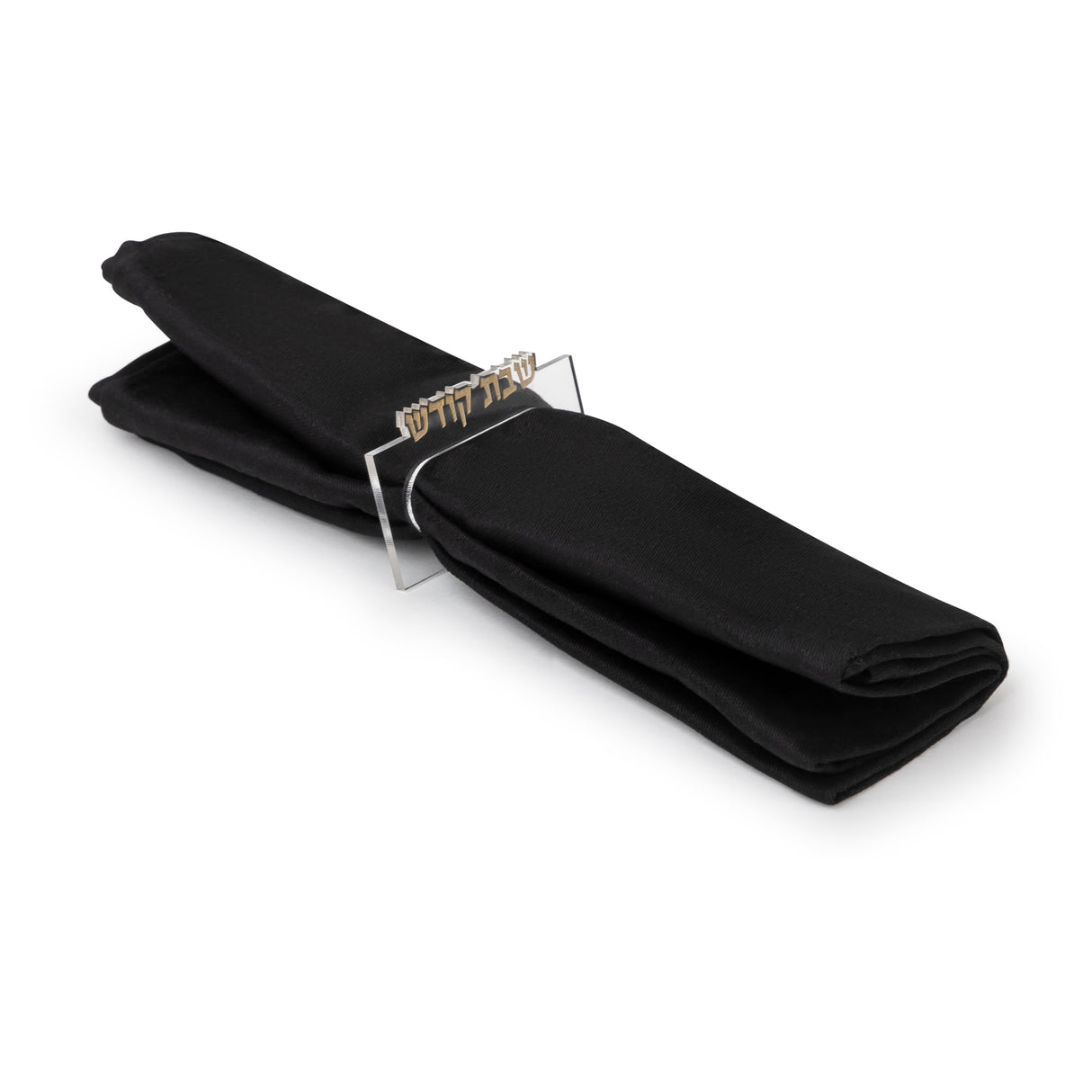 Shabbes Napkin Ring Clear/WT/BK Engraved GD/SL/BK W/Crystals (Pack of 6) - LEHADAR