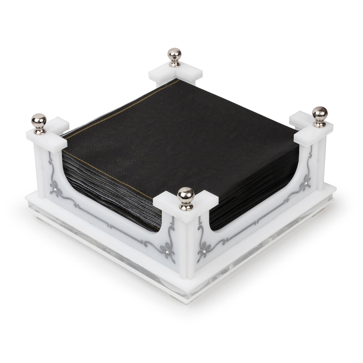 Majestic Napkin Holder Engraved GD/SL/BK W/Crystals - LEHADAR