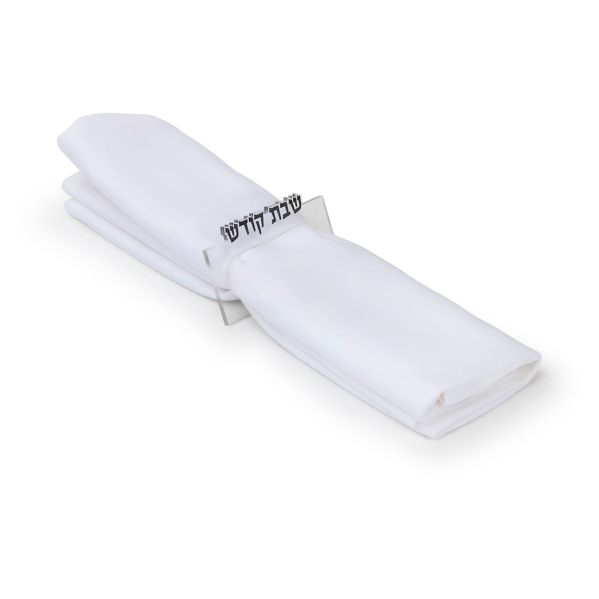 Shabbes Napkin Ring Clear/WT/BK Engraved GD/SL/BK W/Crystals (Pack of 6) - LEHADAR