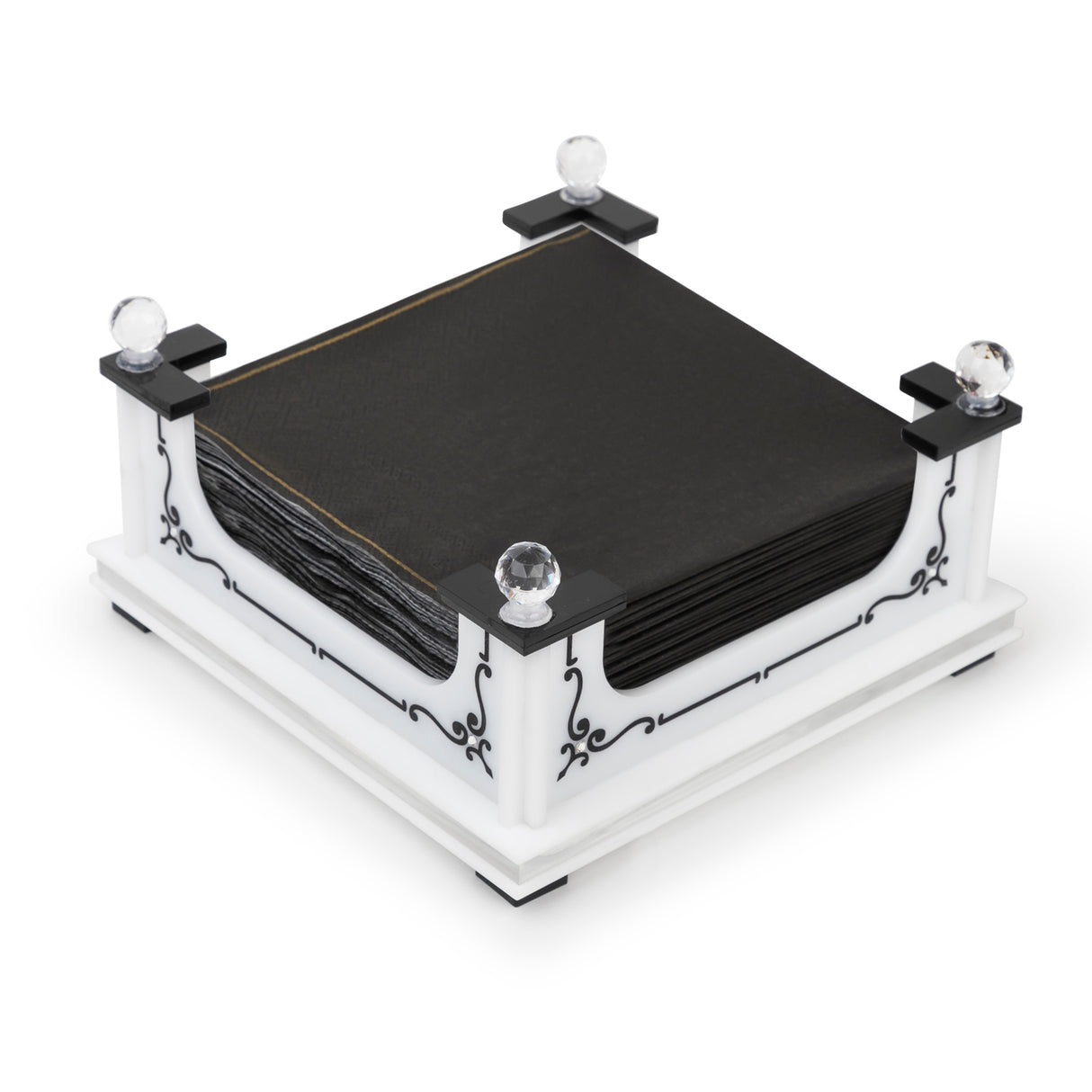 Majestic Napkin Holder Engraved GD/SL/BK W/Crystals - LEHADAR