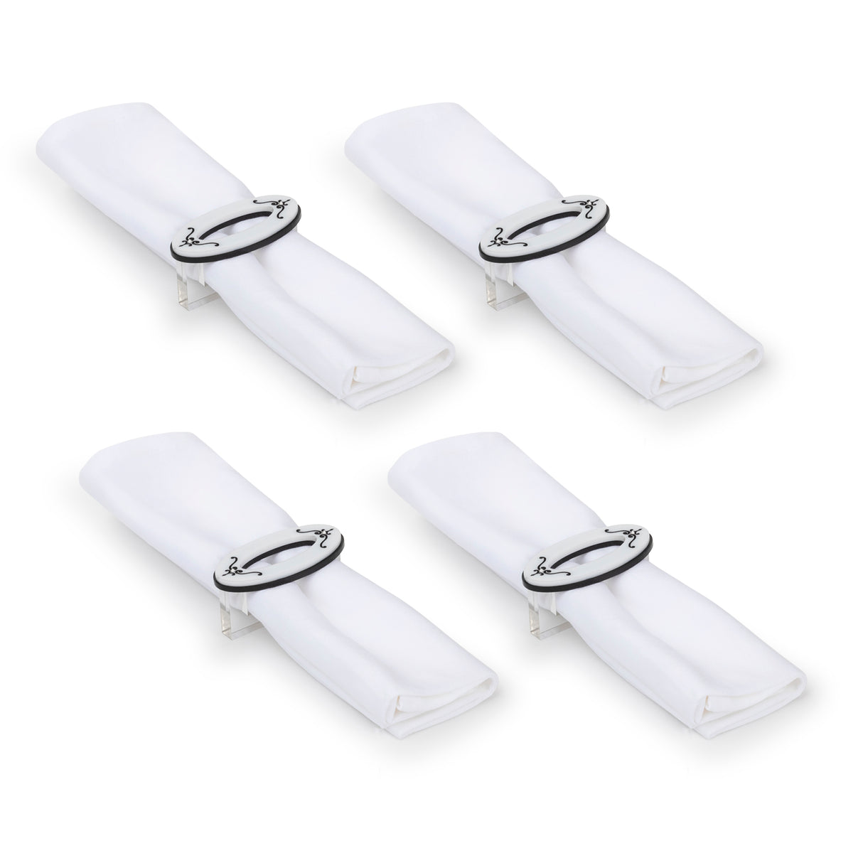 Majestic Napkin Ring Engraved GD/SL/BK W/Crystals (Pack of 4) - LEHADAR