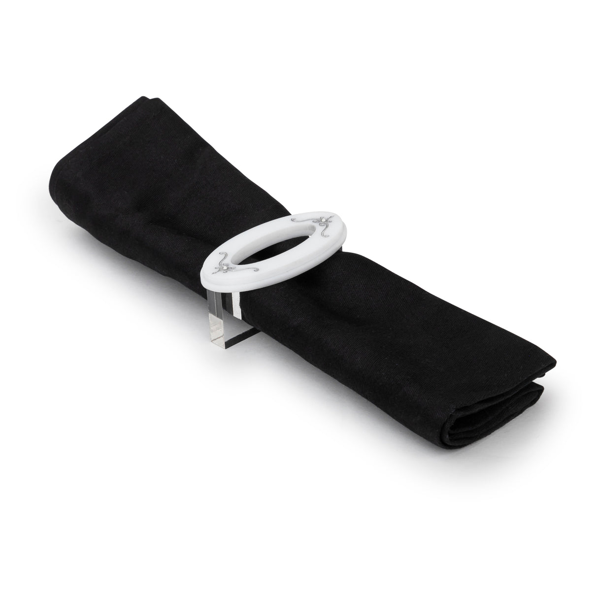 Majestic Napkin Ring Engraved GD/SL/BK W/Crystals (Pack of 4) - LEHADAR