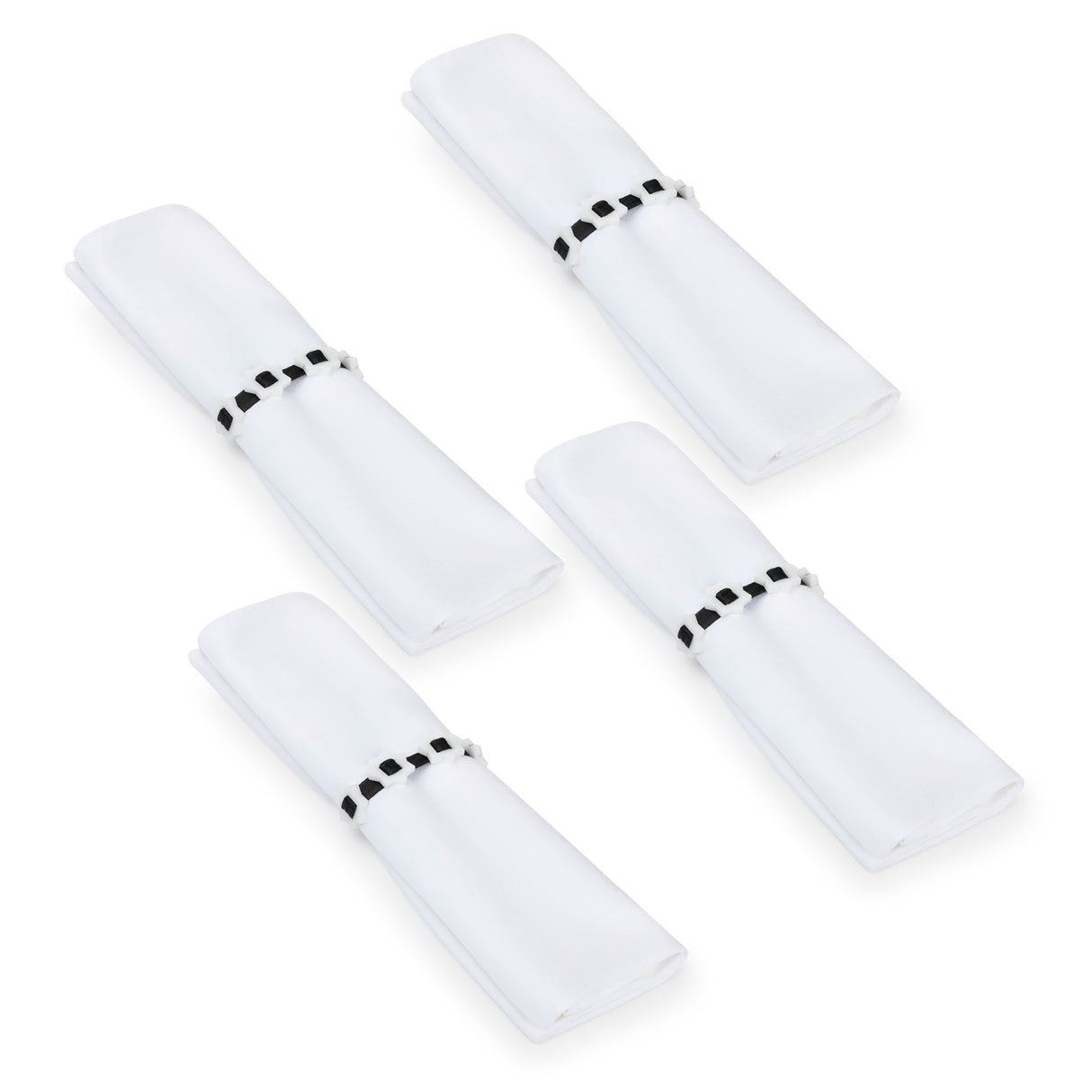 Star Buttons Napkin Ring WT/BK/Clear (Pack of 4) - LEHADAR