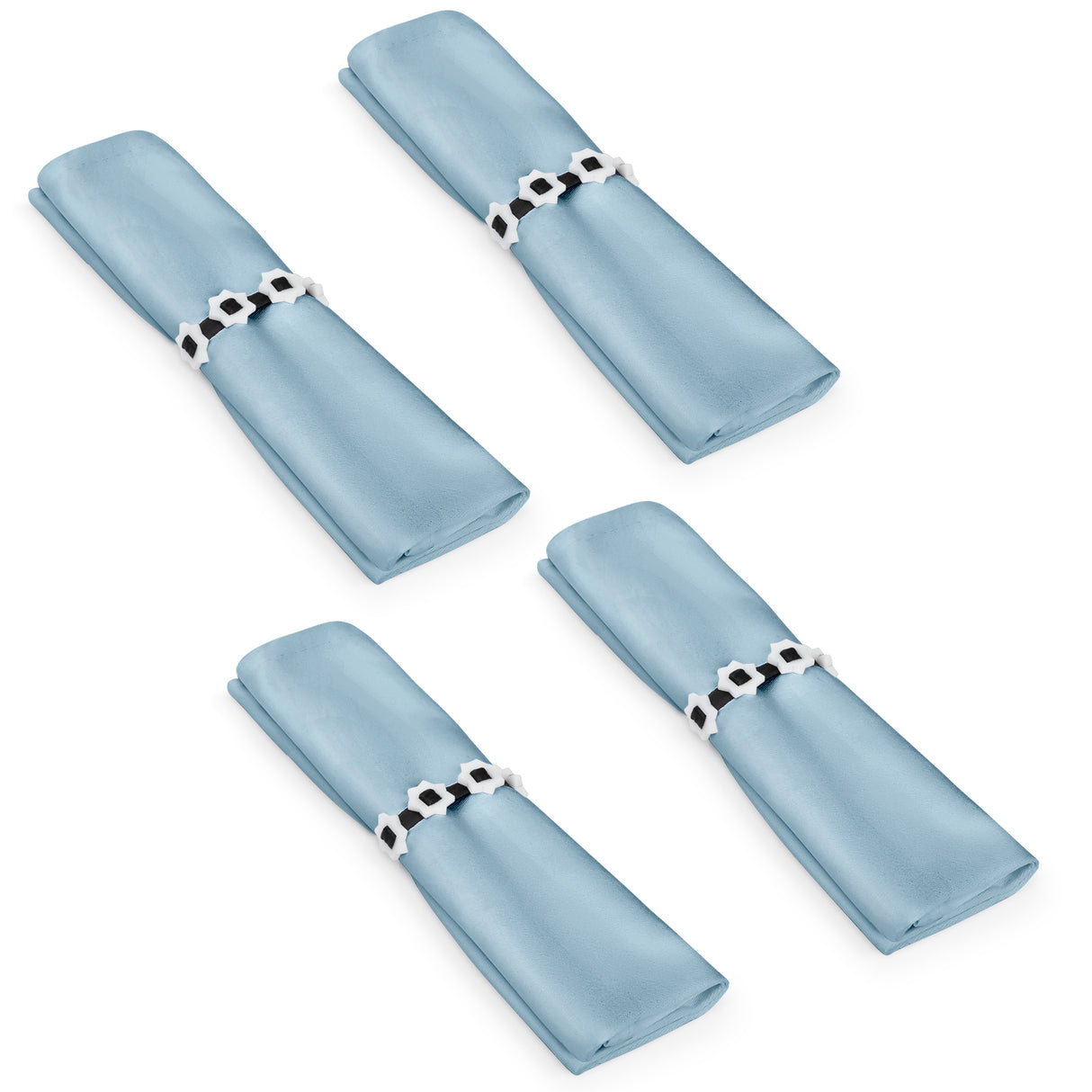 Star Buttons Napkin Ring WT/BK/Clear (Pack of 4) - LEHADAR