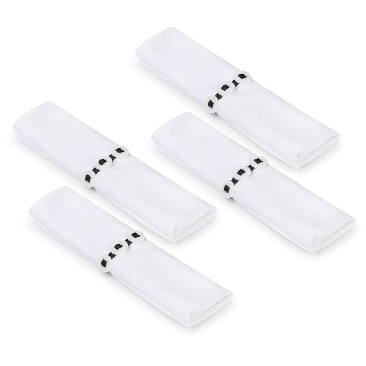 Round Buttons Napkin Ring WT/BK/Clear (Pack of 4) - LEHADAR