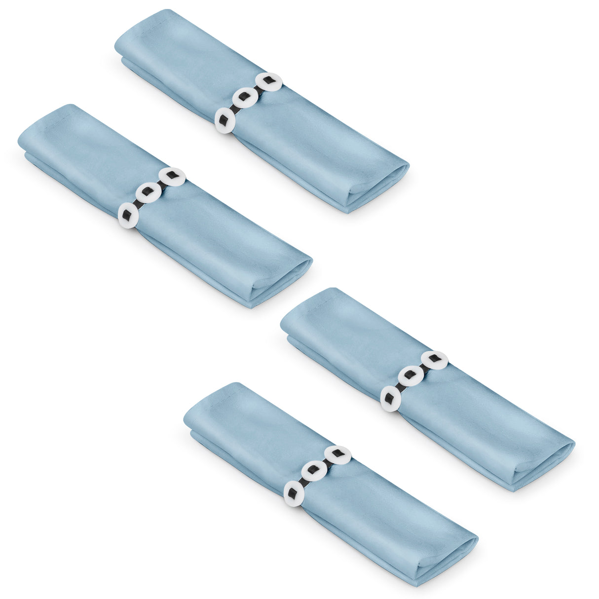 Round Buttons Napkin Ring WT/BK/Clear (Pack of 4) - LEHADAR