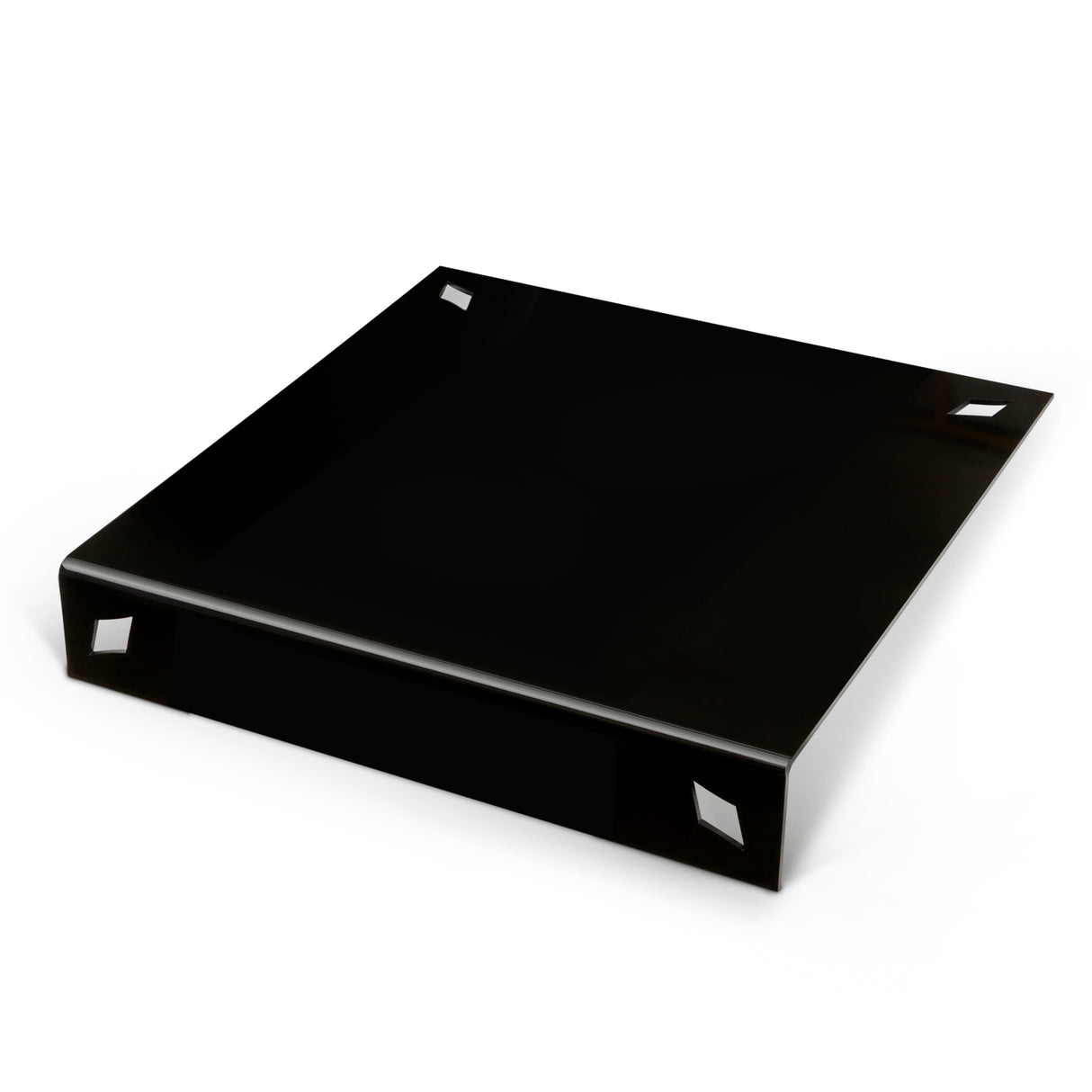 Diamond Corner Cutout L - Shape Lucite Charger BK/WT (Pack of 4) - LEHADAR