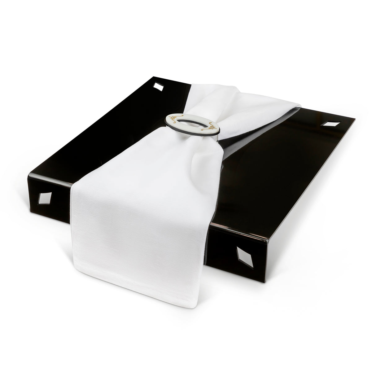 Diamond Corner Cutout L - Shape Lucite Charger BK/WT (Pack of 4) - LEHADAR