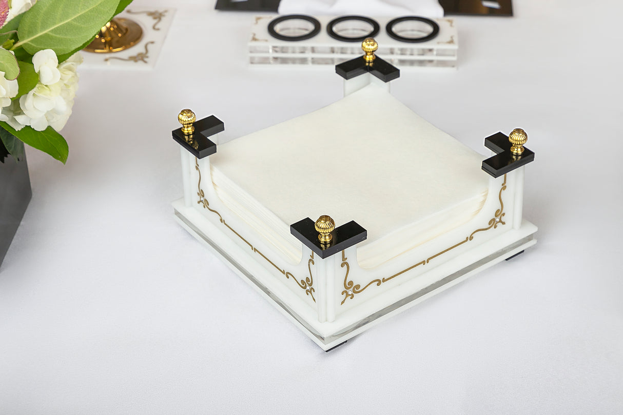 Majestic Napkin Holder Engraved GD/SL/BK W/Crystals - LEHADAR