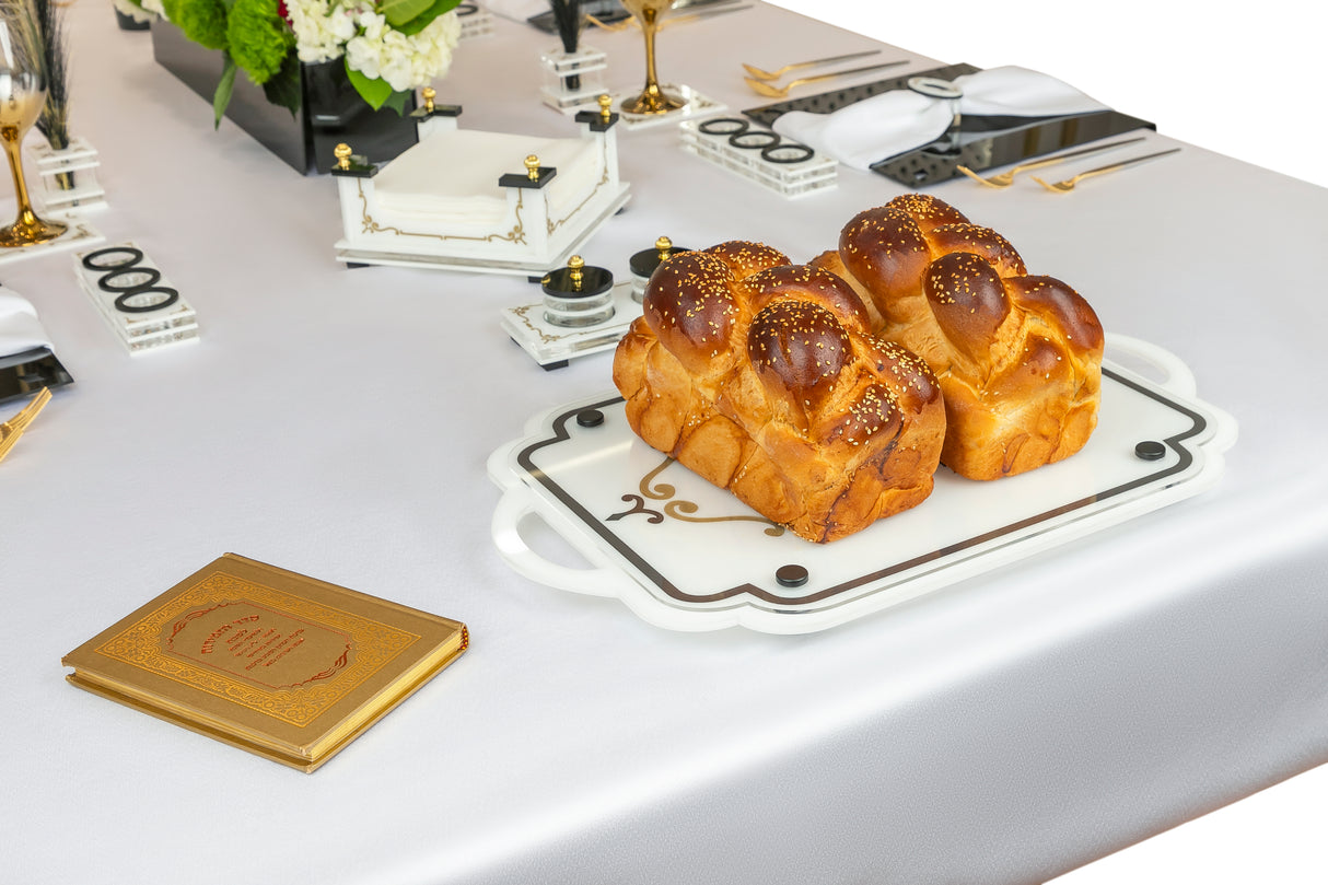 Majestic Lucite Challah Board Engraved GD/SL/BK - LEHADAR