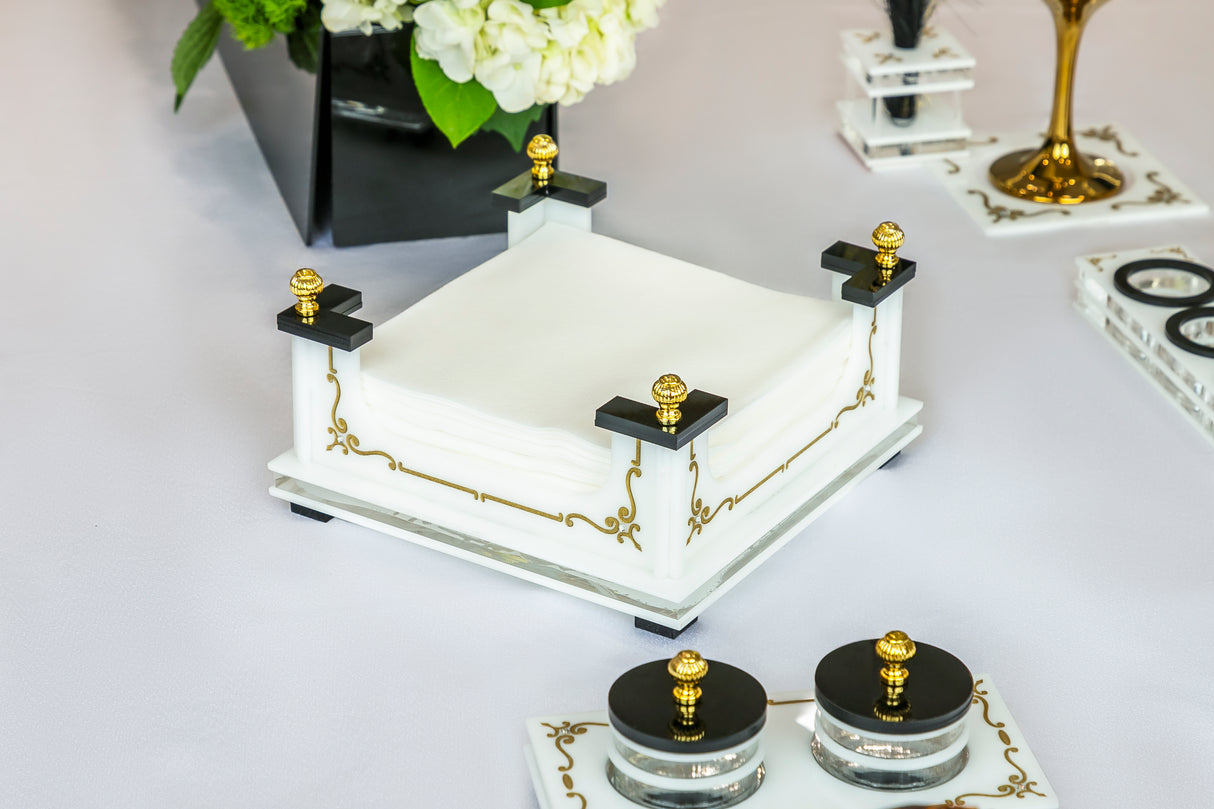 Majestic Napkin Holder Engraved GD/SL/BK W/Crystals - LEHADAR