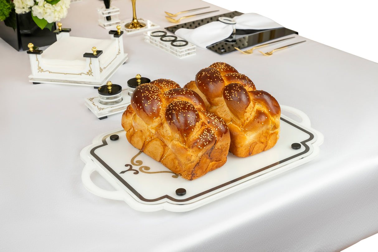 Majestic Lucite Challah Board Engraved GD/SL/BK - LEHADAR