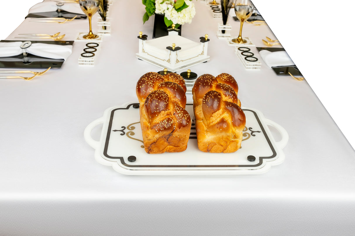 Majestic Lucite Challah Board Engraved GD/SL/BK - LEHADAR