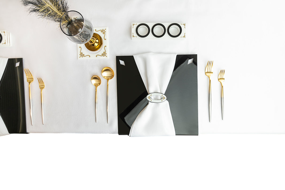 Majestic Napkin Ring Engraved GD/SL/BK W/Crystals (Pack of 4) - LEHADAR