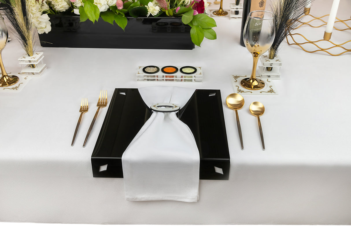 Diamond Corner Cutout L - Shape Lucite Charger BK/WT (Pack of 4) - LEHADAR