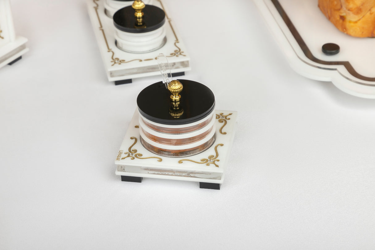 Majestic Honey Dish Engraved GD/SL/BK W/Crystals - LEHADAR