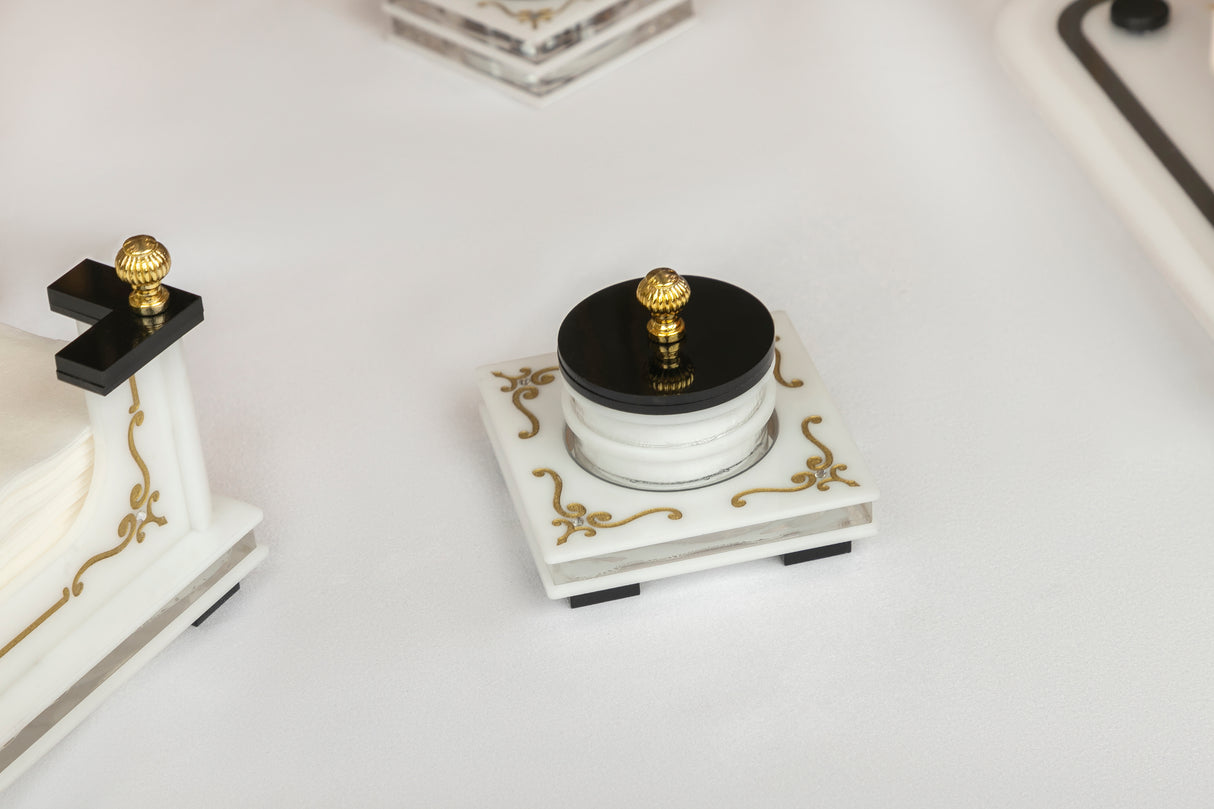 Majestic Single Salt Dish Engraved GD/SL/BK W/Crystals - LEHADAR