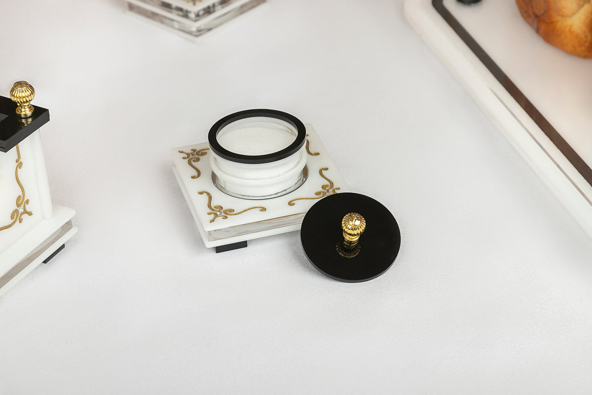 Majestic Single Salt Dish Engraved GD/SL/BK W/Crystals - LEHADAR