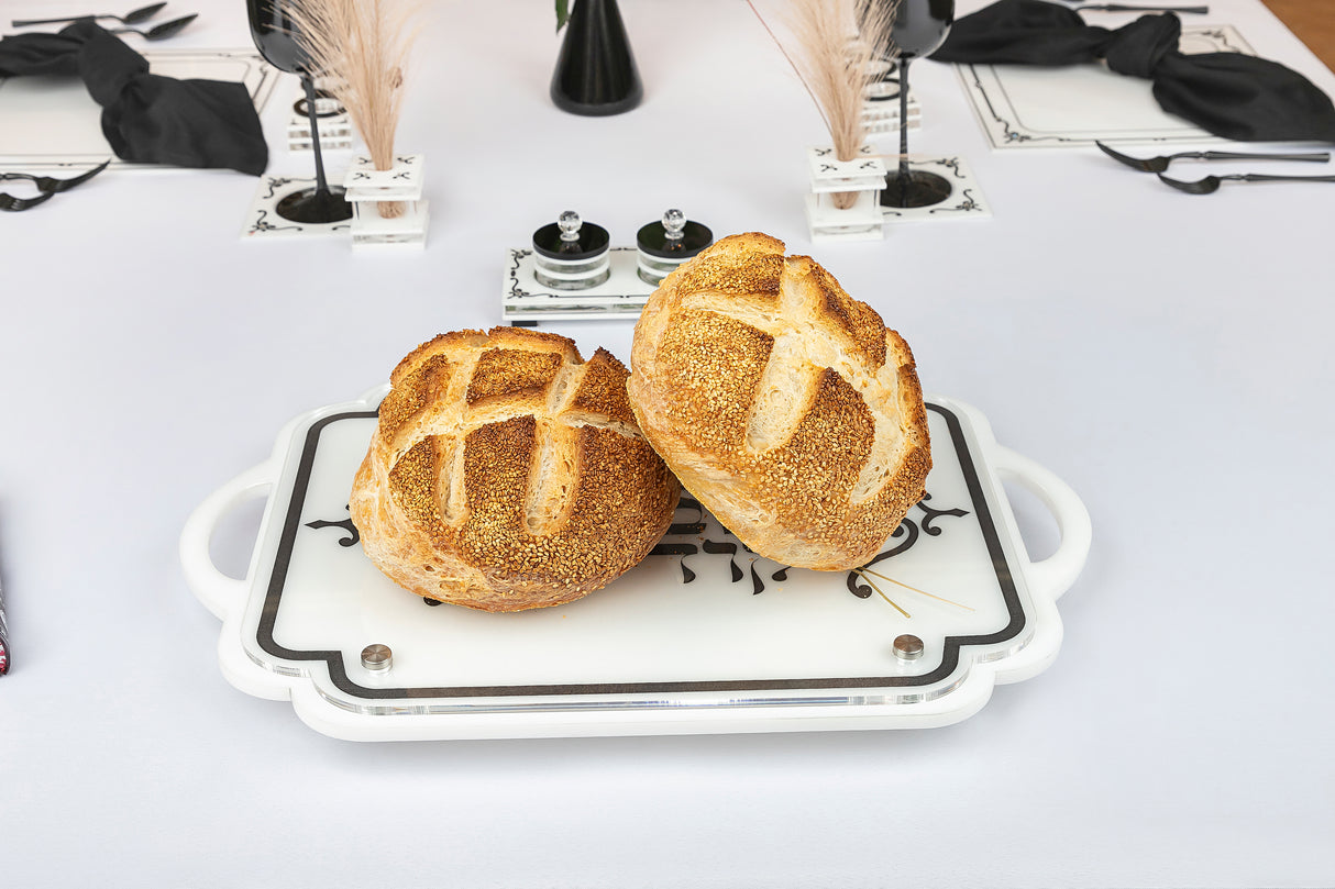 Majestic Lucite Challah Board Engraved GD/SL/BK - LEHADAR