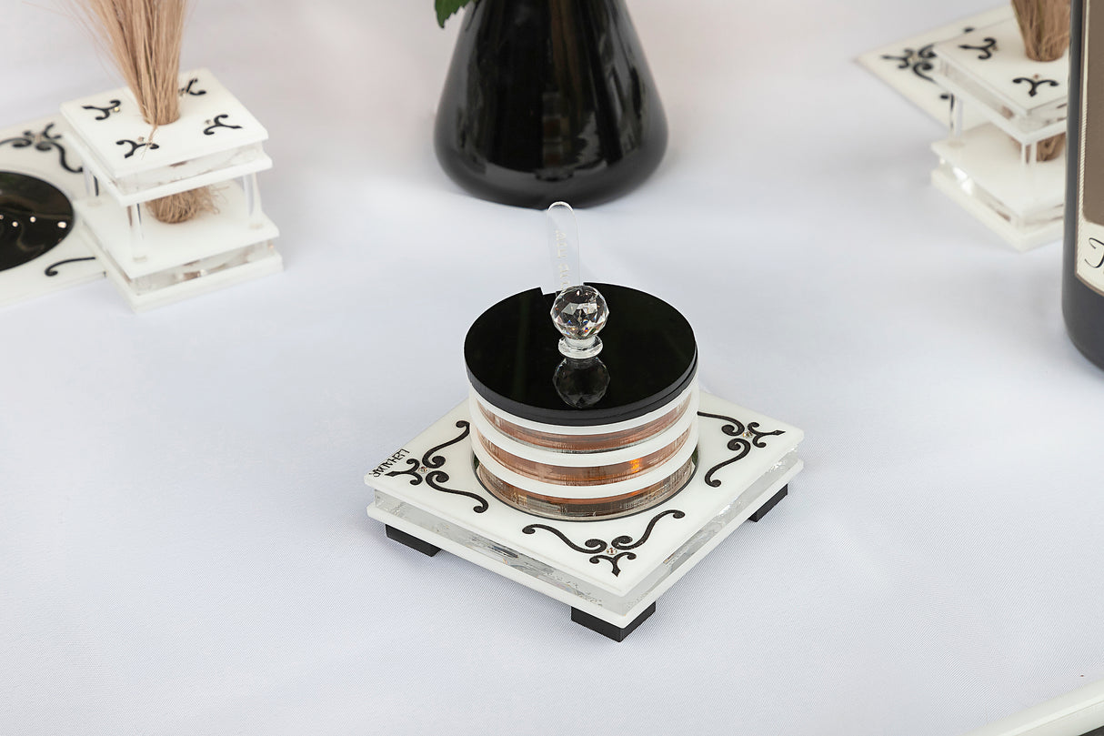 Majestic Honey Dish Engraved GD/SL/BK W/Crystals - LEHADAR