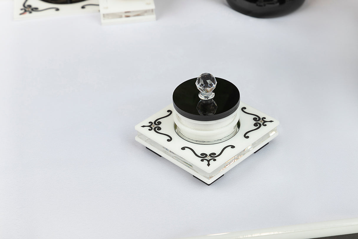 Majestic Single Salt Dish Engraved GD/SL/BK W/Crystals - LEHADAR