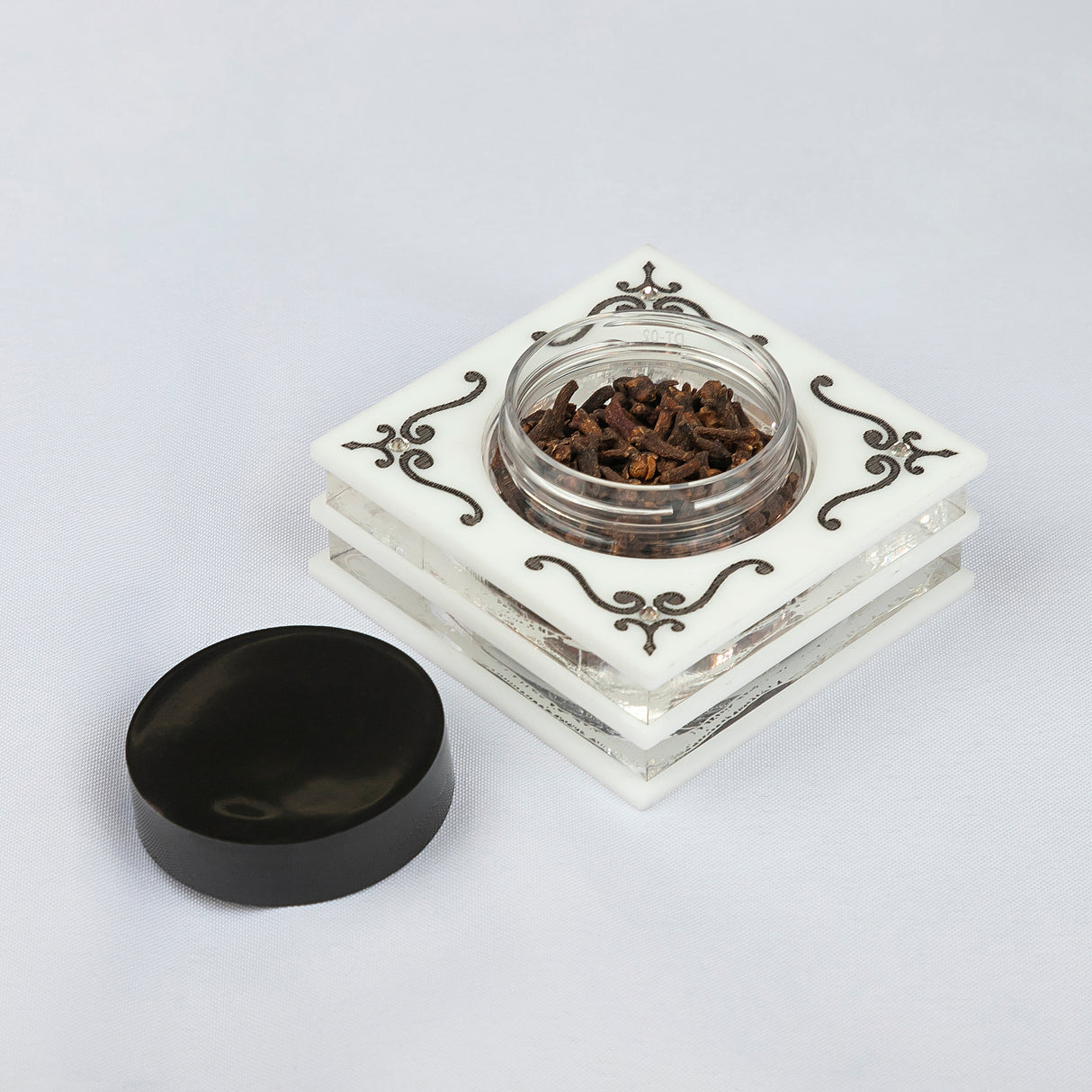 Majestic Besumim Holder Lucite Engraved GD/SL/BK W/Crystals - LEHADAR