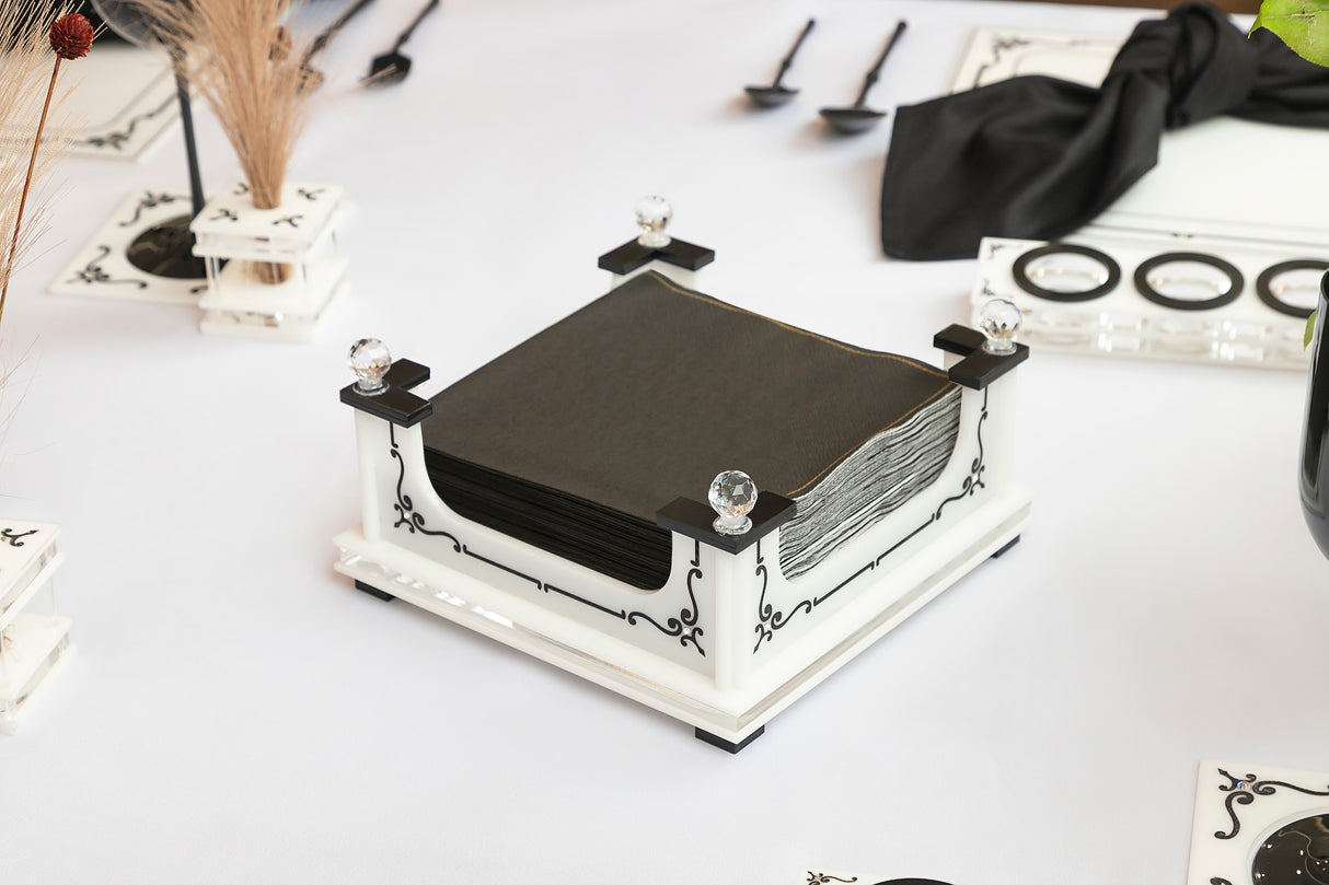 Majestic Napkin Holder Engraved GD/SL/BK W/Crystals - LEHADAR