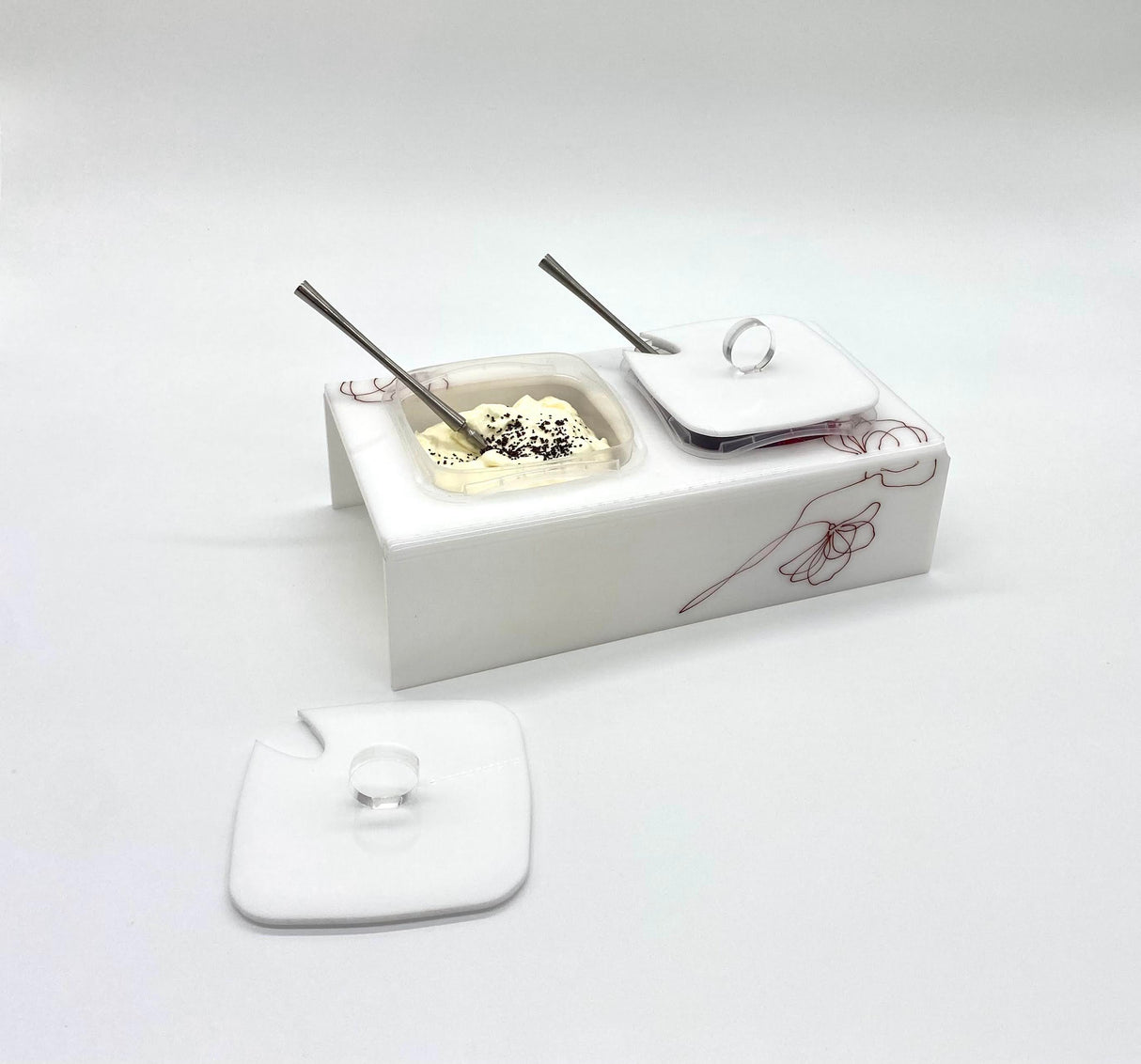 Deep Rose 2 Compartment Dip Dish (For Disposable Containers) - LEHADAR