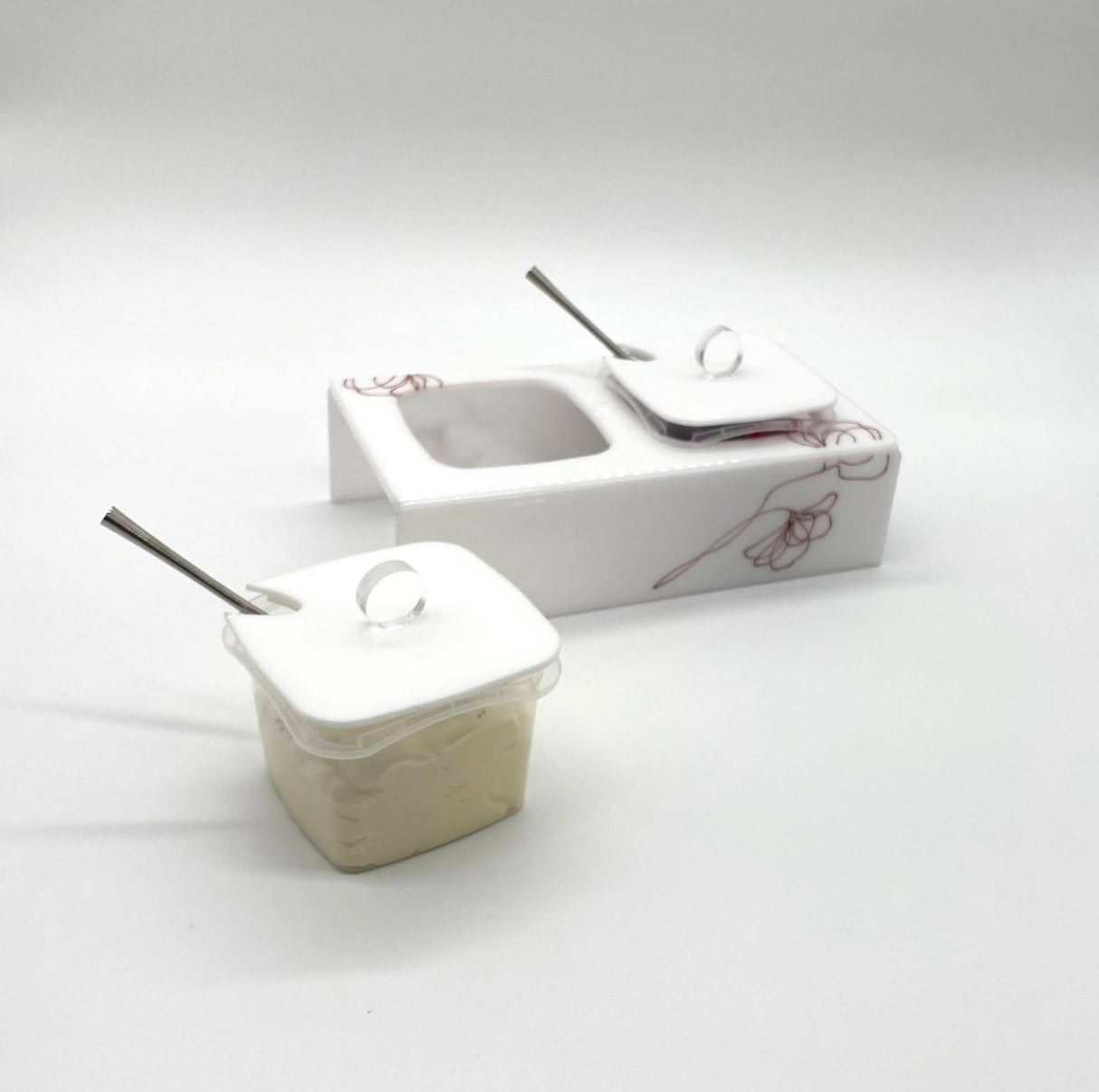 Deep Rose 2 Compartment Dip Dish (For Disposable Containers) - LEHADAR