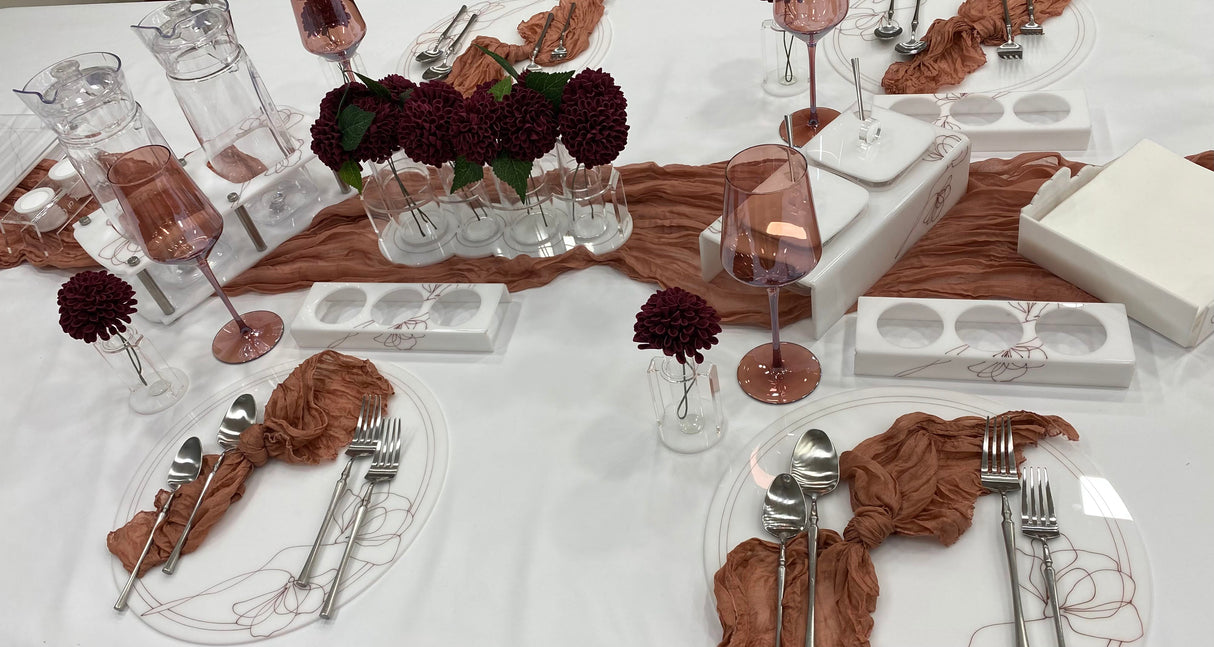 Deep Rose 4 Cylinder Center Vase - LEHADAR