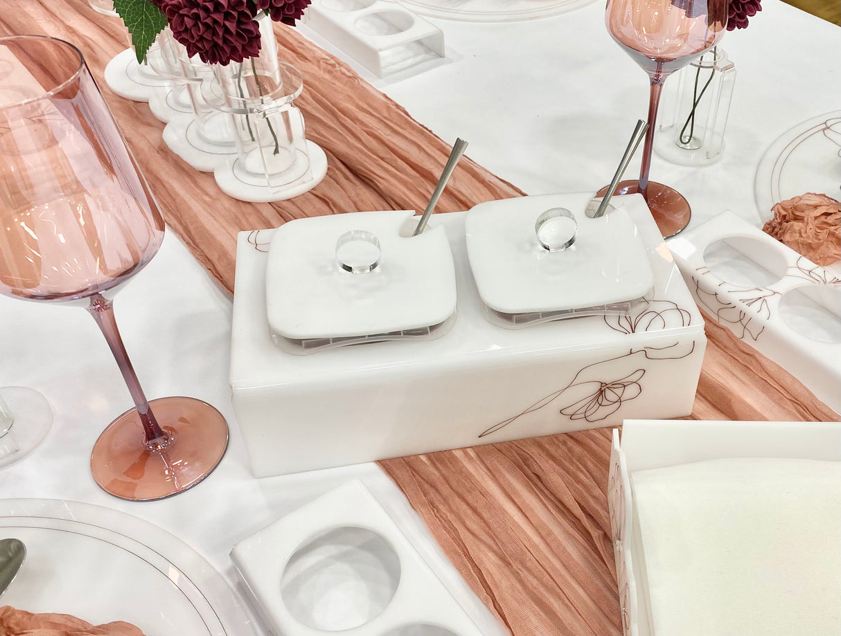 Deep Rose 2 Compartment Dip Dish (For Disposable Containers) - LEHADAR