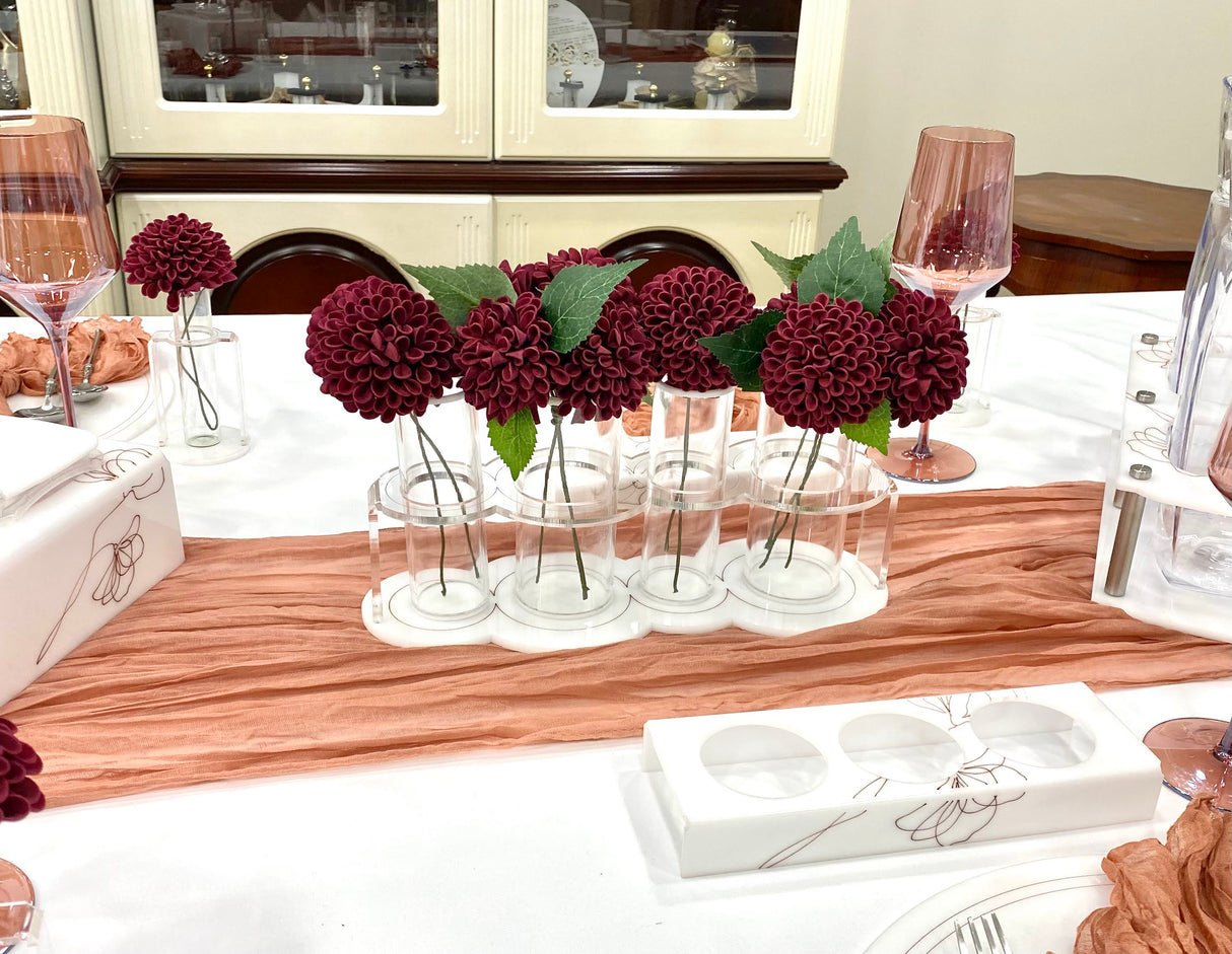 Deep Rose 4 Cylinder Center Vase - LEHADAR