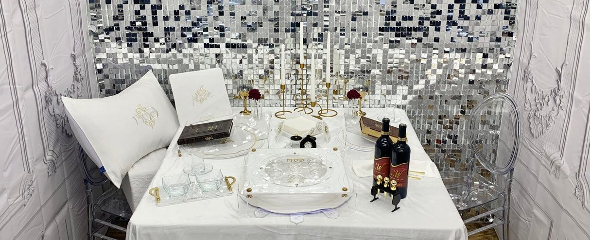 Majestic II Seder Plate Karah Sq. WITH EXTENDED LEGS