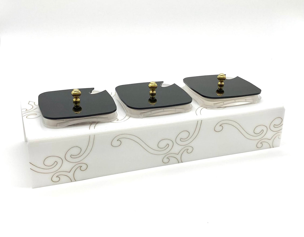 Majestic II Dip/Candy SQ. Container Holder Engraved gold (For disposable containers)