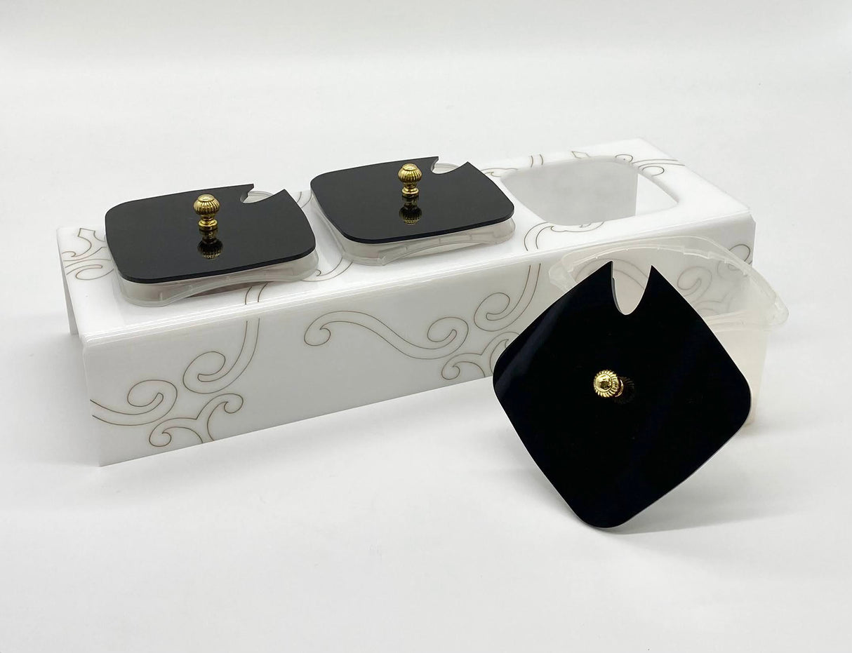 Majestic II Dip/Candy SQ. Container Holder Engraved gold (For disposable containers)