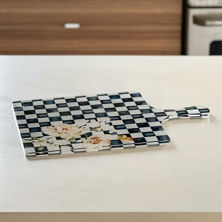 Chic Checkered Lucite Board with Handle - LEHADAR