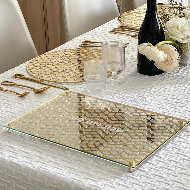 Glass and Mirror Laser Cut Challah Board - LEHADAR