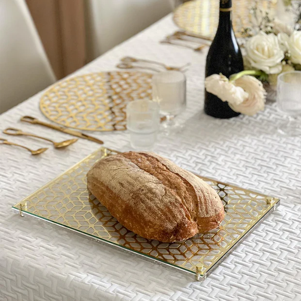 Glass and Mirror Laser Cut Challah Board - LEHADAR