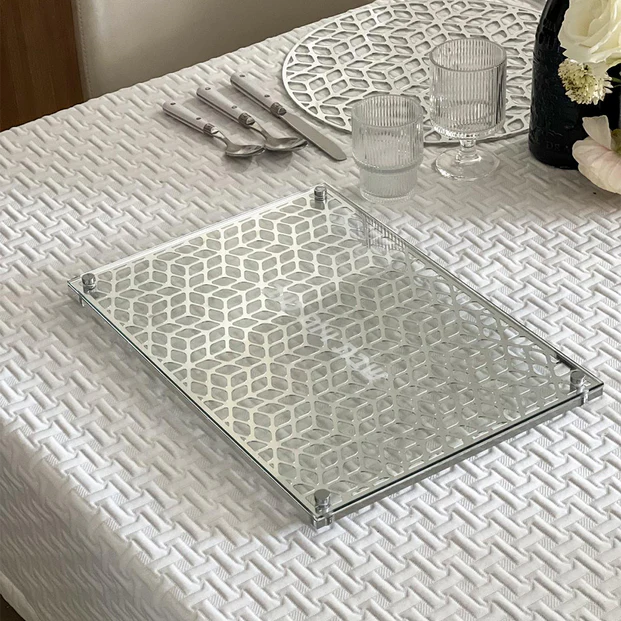 Glass and Mirror Laser Cut Challah Board - LEHADAR