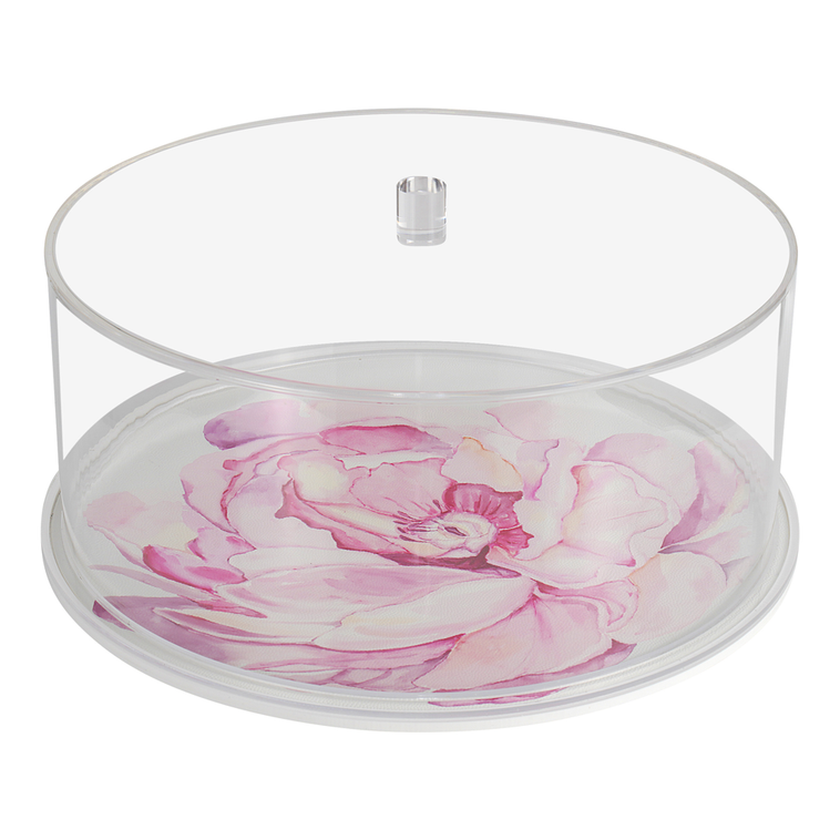 Lucite & Leatherette Flower Cake Dome - LEHADAR