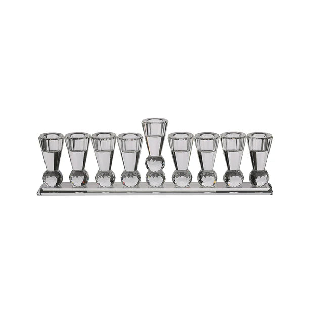 Flat Base Crystal Menorah - LEHADAR