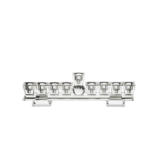 Crystal Menorah Flat With Stand - LEHADAR