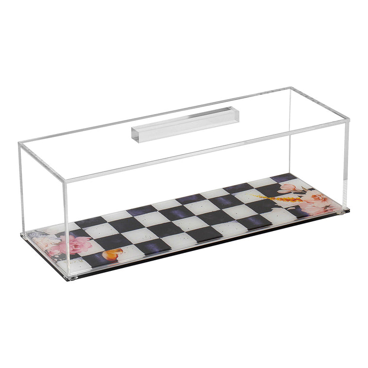 Black Chic Checkered Lucite Cake Tray with Lid - LEHADAR