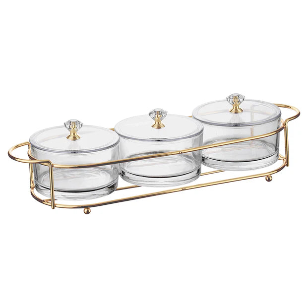 Elaborate Bowls with Covers and Tray Set - LEHADAR