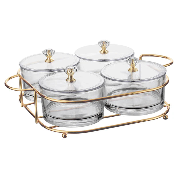 Elaborate Bowls with Covers and Tray Set - LEHADAR
